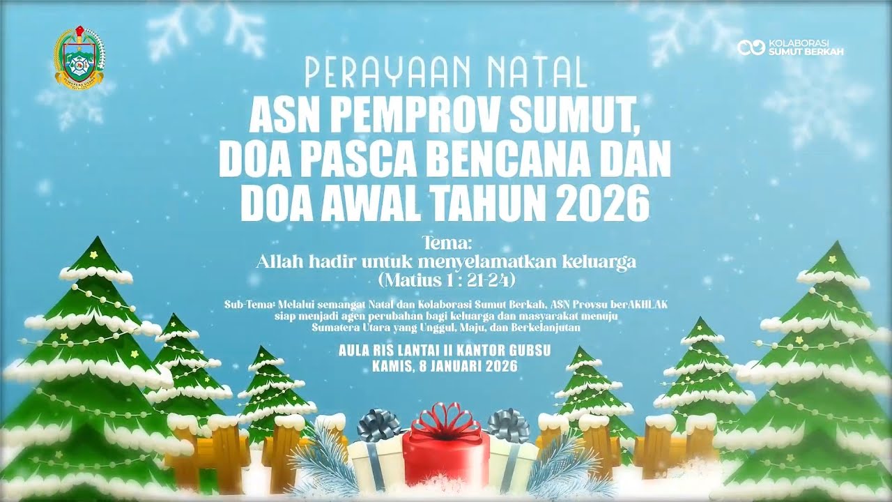 📌LIVE STREAM | PERAYAAN NATAL ASN PEMPROV SUMUT, DOA PASCA BENCANA DAN DOA AWAL TAHUN 2026