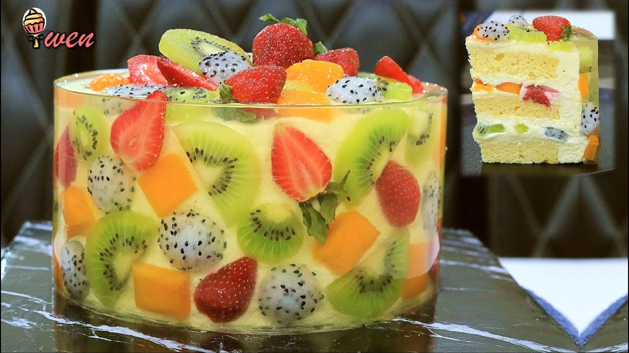 果冻水果蛋糕食谱|父亲节|奶油芝士馅，透视果冻|Jelly Fruit Cake Recipe|Father’s Day|Cream Cheese Fillings, Crystal Jelly