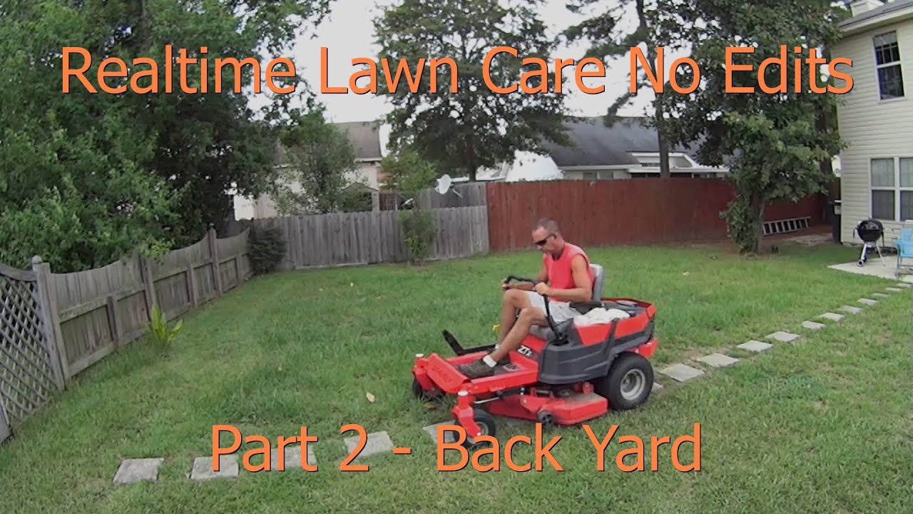 Part 2 Realtime Grass Cutting - Cut Edge Trim Blow Tall Thick Grass Back Yard