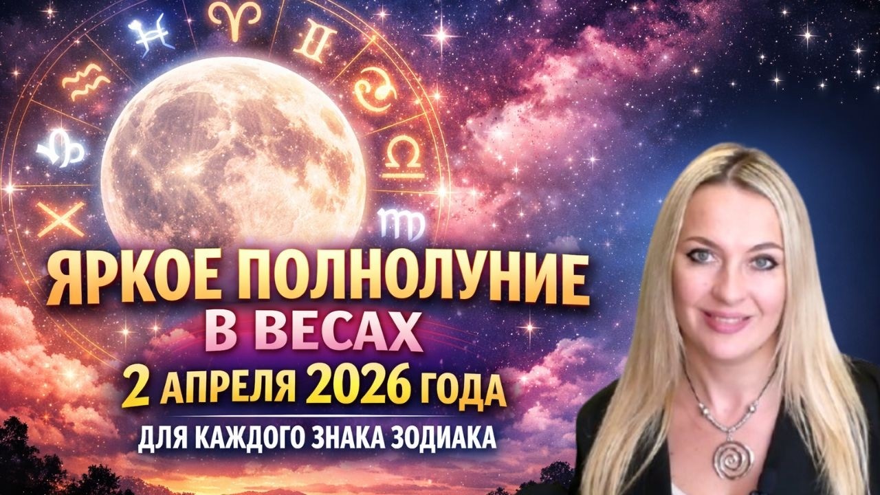 Яркое ПОЛНОЛУНИЕ в ВЕСАХ 2 апреля 2026г. Для каждого Знака Зодиака...