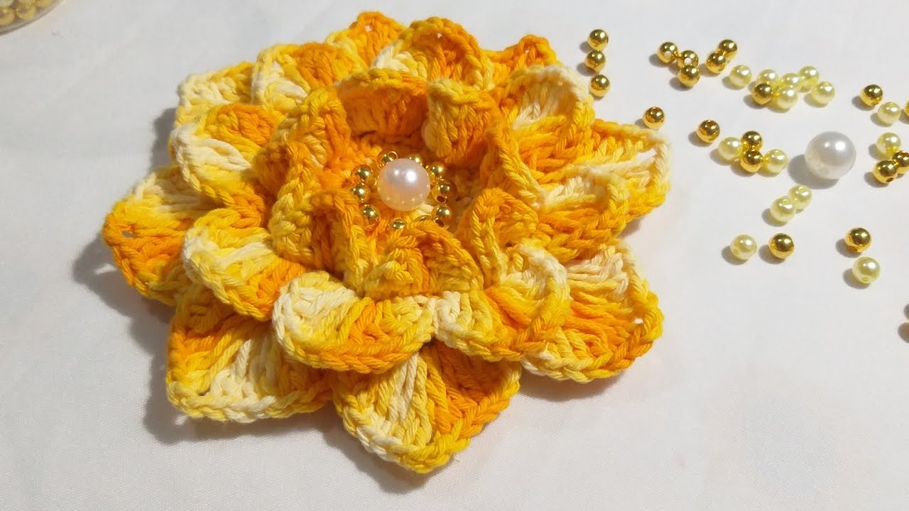 Flor de Crochê Ivanilde com 8 pétalas passo a passo