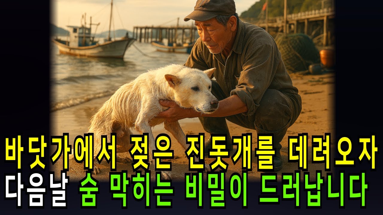 바닷가에서 젖은 진돗개를 데려오자 다음날 숨 막히는 비밀이 드러납니다!!