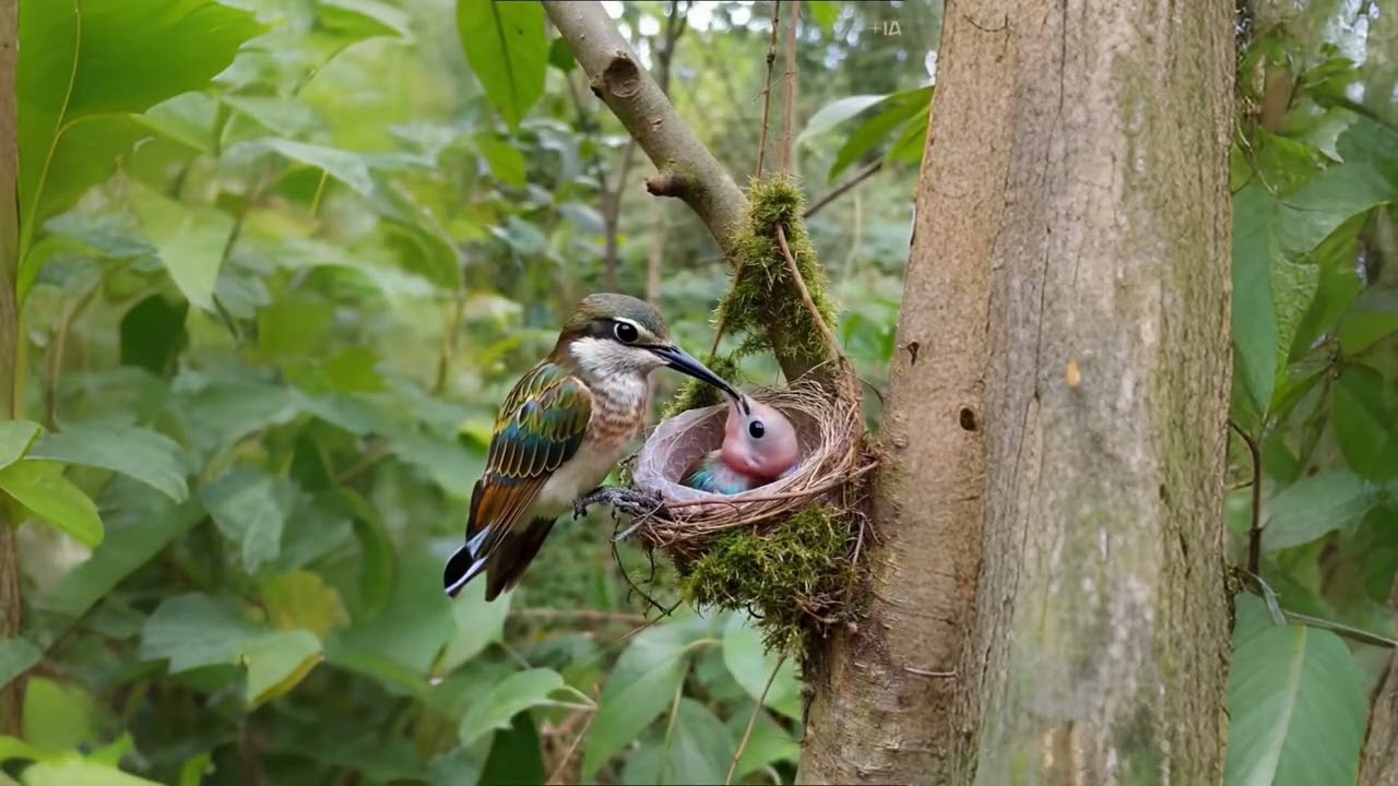 Mother Bird Feeding Newborn Chicks &mdash;Relaxing Birdsong Nature Sounds 4K #birds #nature #relaxingvideo