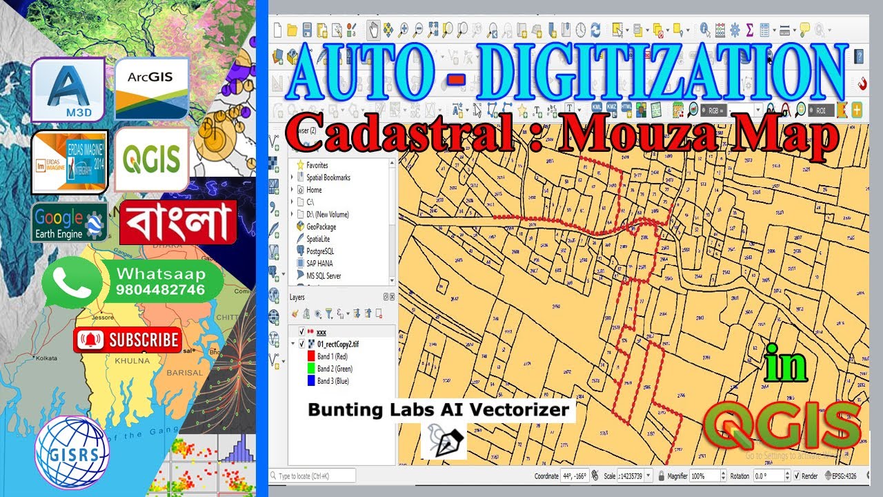 How to use the automatic tracing  Plugins when digitizing Mouza map cadastral map raster map
