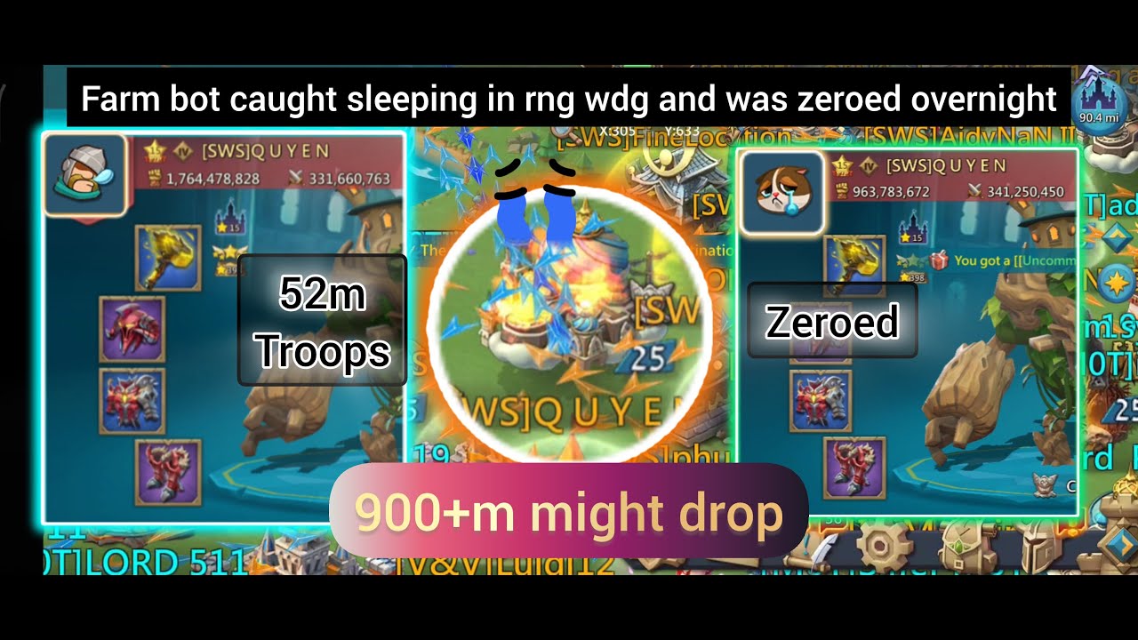 Lords mobile- Farm bot got zeroed🤡|900+m might dropped🤯| #fattofit 😂 #lordsmobile #igg