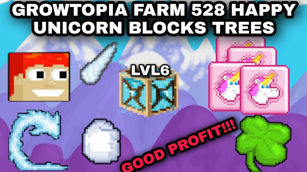 Growtopia Farm 528 Happy Unicorn Blocks + Ancestral Tesseract of dimensions lv 6 + buddy block head
