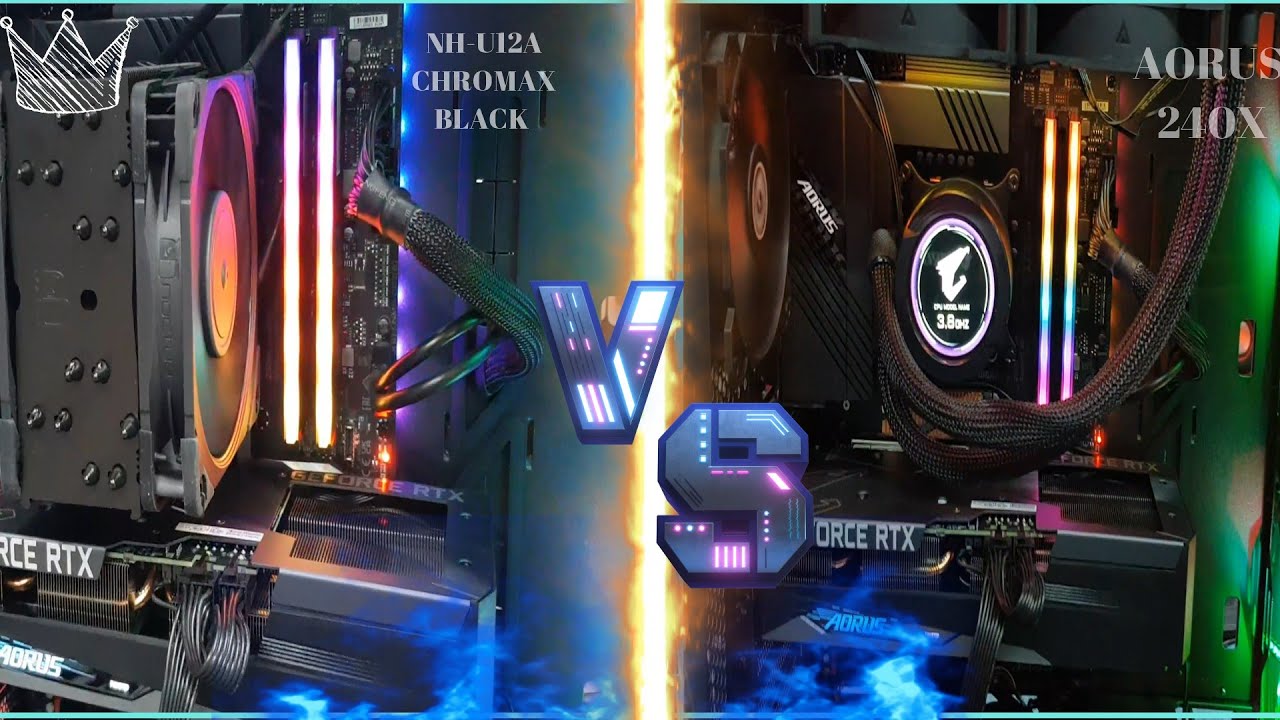 Building  PC for 12900KF Test Cooling  NH-U12A CHROMAX.BLACK VS AORUS WATERFORCE X 240