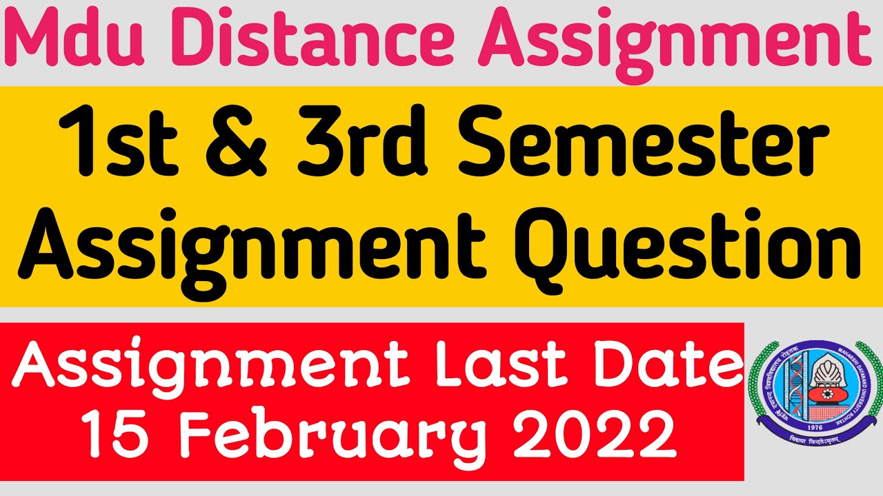 Mdu Distance Assignment question 2022 || Mdu assignment last date | Mdu dde assignment Latest update