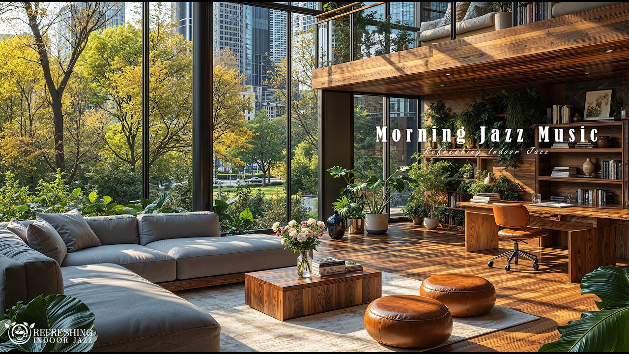 Morning Jazz Living Room for Calm | Tranquil Jazz Music in Quiet Nature Ambience for Deep Work