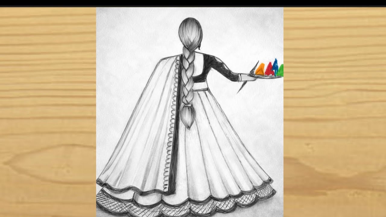 Traditional Girl on Holi|| Pencil sketch for beginners || Holi drawing for beginners || holi drawing