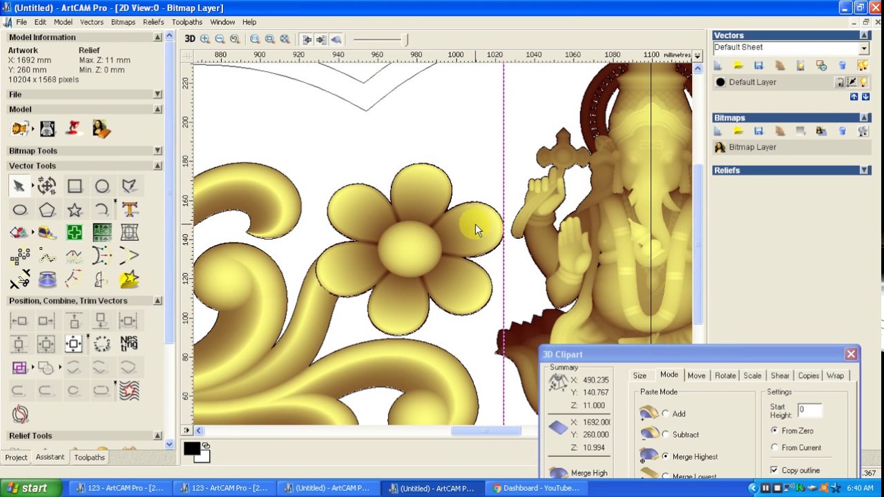 ARTCAM 3D new Creating design video top PART 2