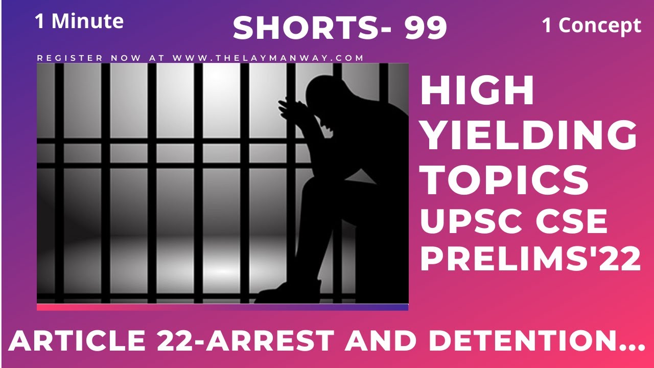 Article 22- protection against arrest and detention explained for UPSC Prelims #shorts