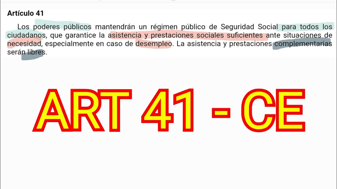 ARTÍCULO 41 - Constitución Española - Seguridad Social - OPOSICIONES