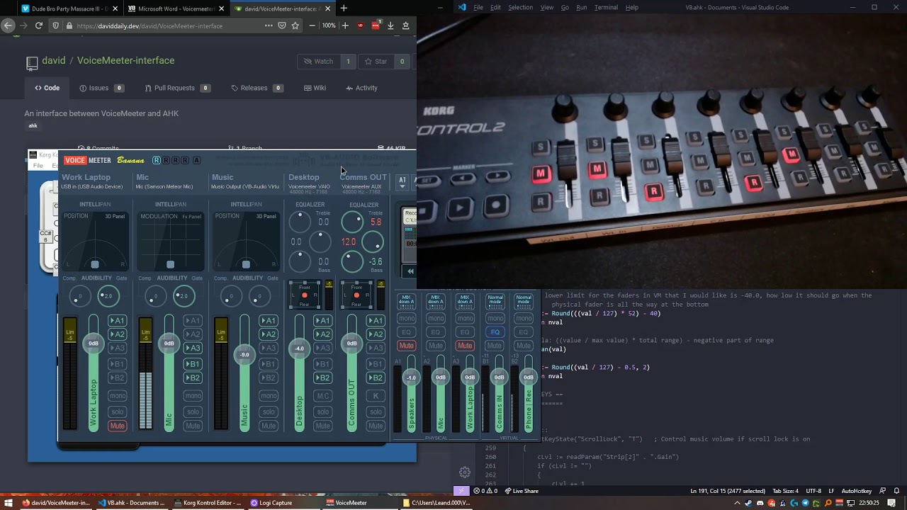 Korg NanoKontrol2 to AHK to VoiceMeeter