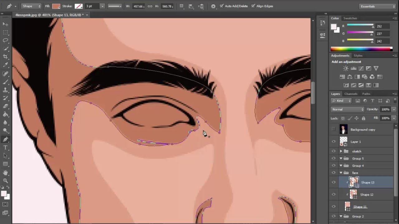 Vector art full tutorial (p1: Sketch & Skin)