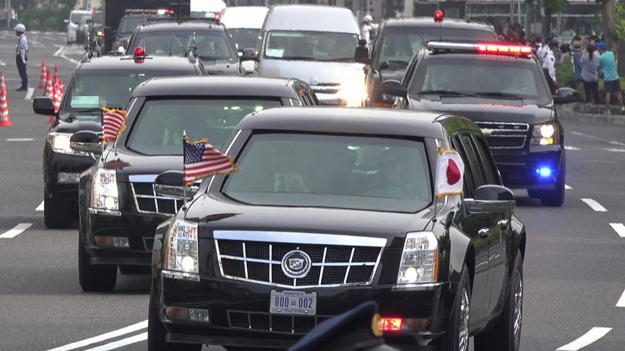 オバマ大統領車列 原爆広島訪問へ!!超厳戒態勢!!平和記念公園周辺広島市民大集合!!President Barack Obama Motorcade Japan 2016.5.27