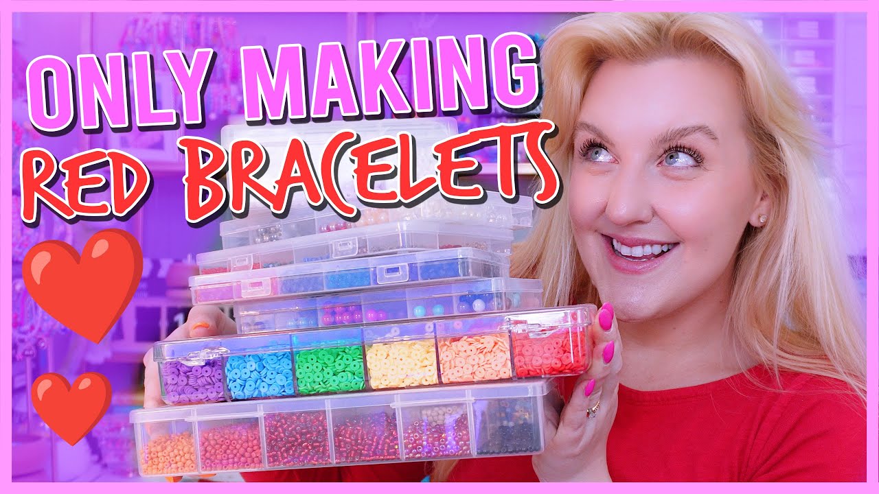 I Tried Making ONLY Red Beaded Bracelets — Here's What Happened! 🍓🍄❤️ (⚠️BEADING CHALLENGE⚠️)