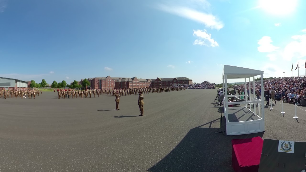 AFC Harrogate, Graduation Parade, marching onto the square, 5 Aug 21 (360 video 2 of 4)