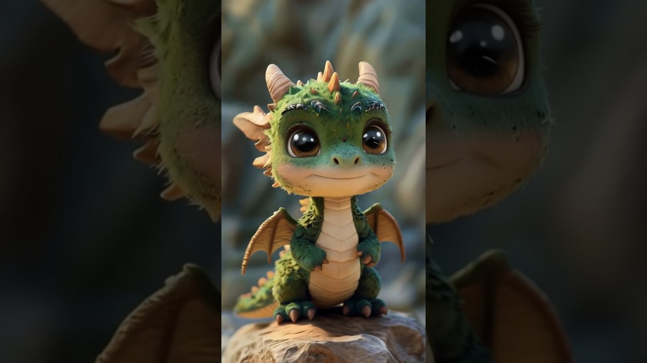 Cute Little Green Dragon | Whimsical 3D Animation Short ✨ #cuteanimals  #animals #cute  #feedshorts
