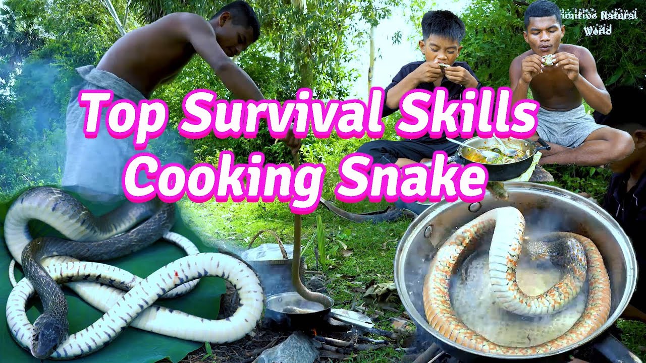 Top Survival Skills - Catch and Cooking Snake Meat For Foods