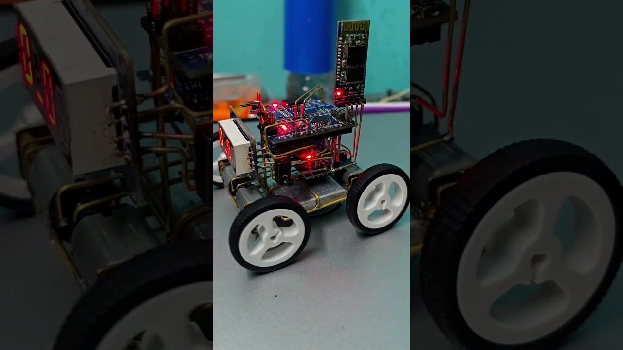 Free formed circuit sculpture Robot with Arduino nano, HC-05 BT module, RTC module, N20 motors.