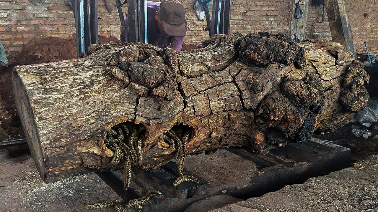 Raw Sawmill Footage Cutting a Giant Trembesi Tree With No Safety Standards