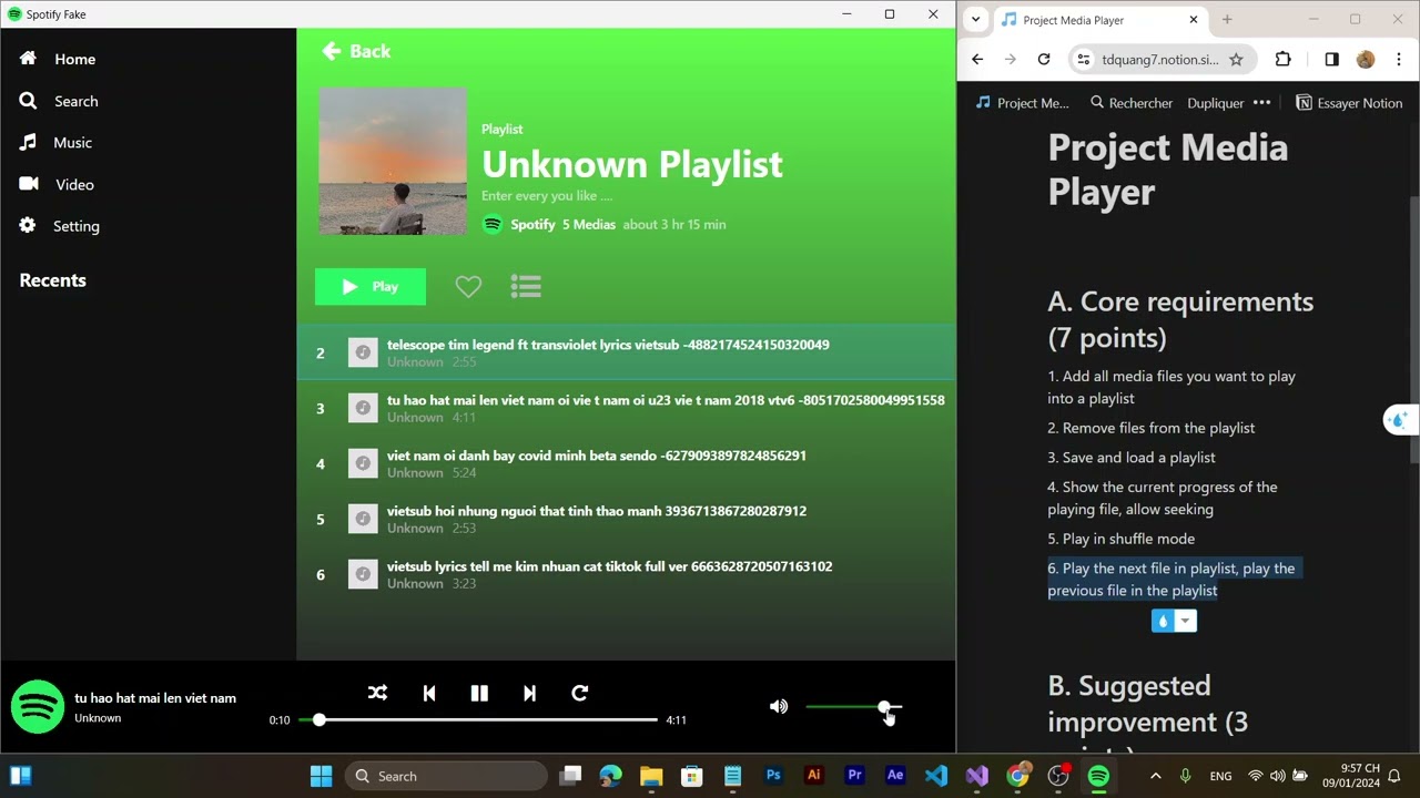 Project Media Player - WPF -  MVVM Architecture
