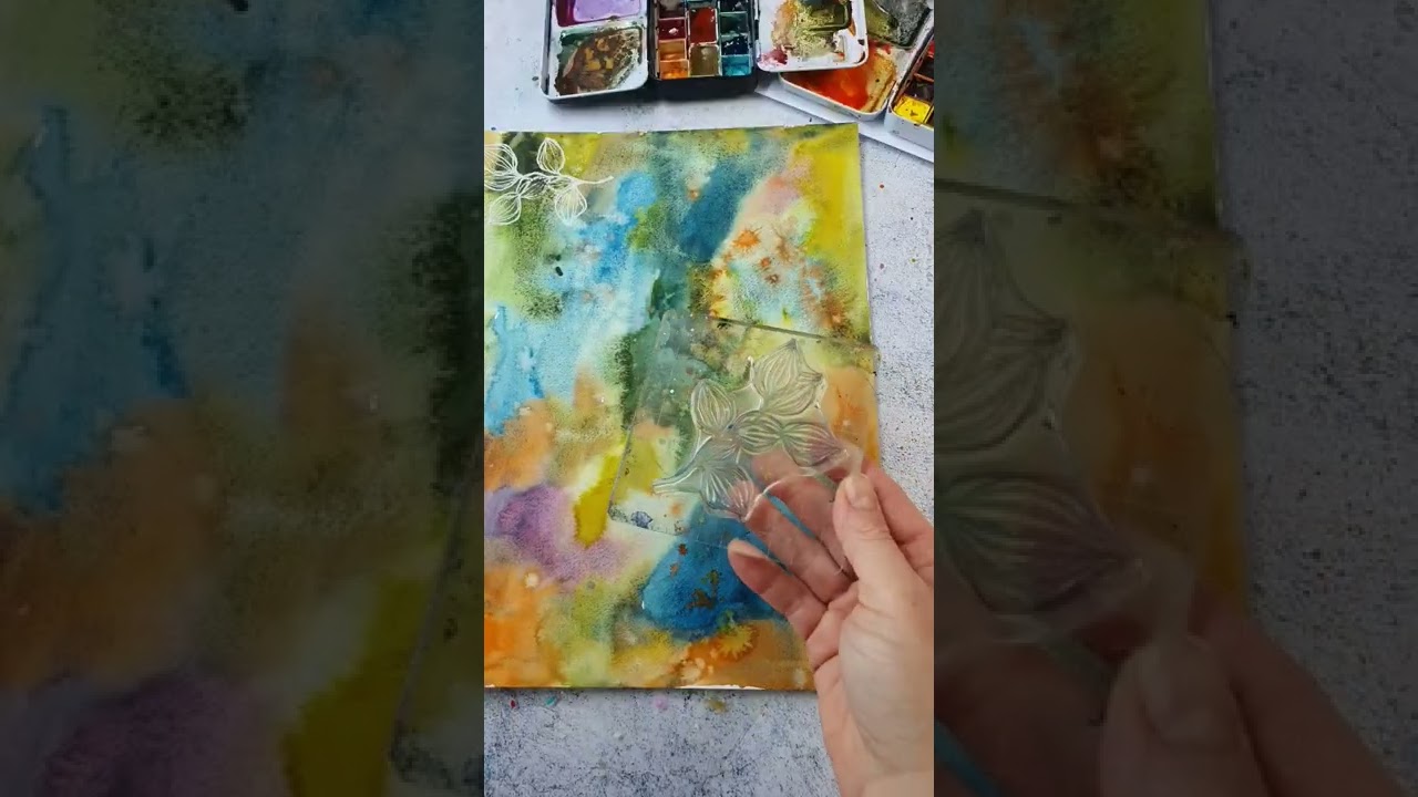 Easy collage fodder with my Sketchy Leaves stamp set used with white embossingpowder