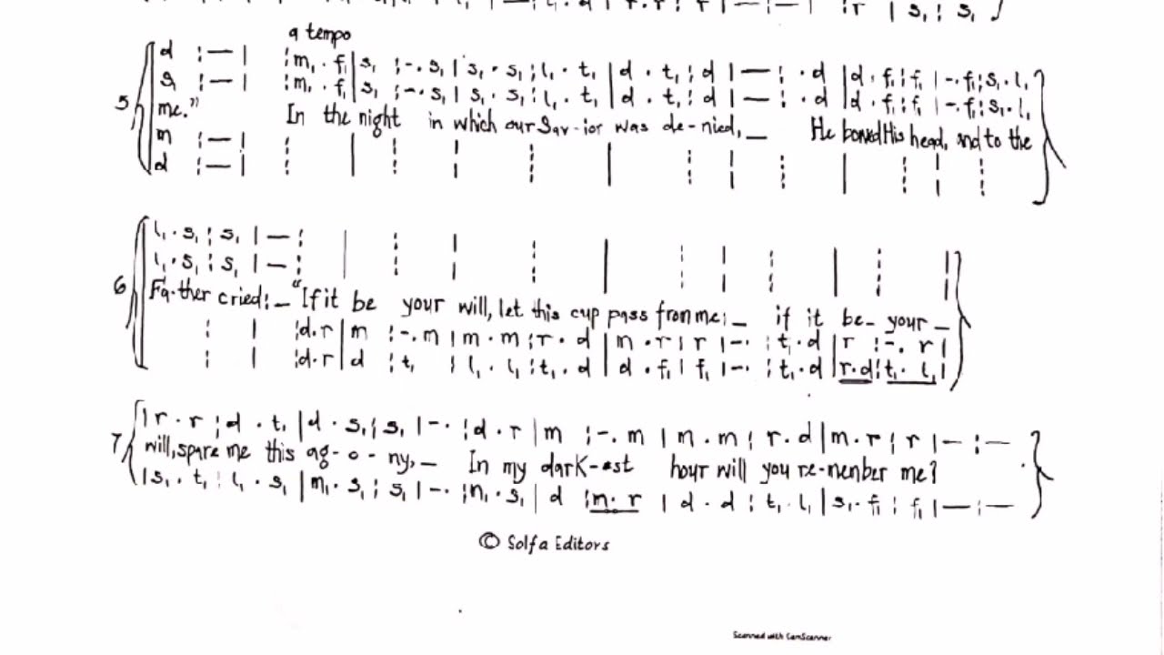 Remember Me (Poco truncated) solfa notation