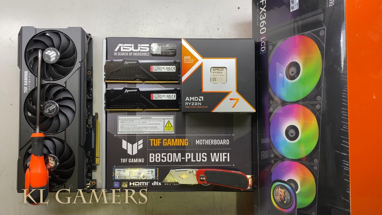 AMD Ryzen 7 9800X3D ASUS TUF GAMING B850M PLUS WIFI FX360 LCD RTX4070Ti Gaming PC Build