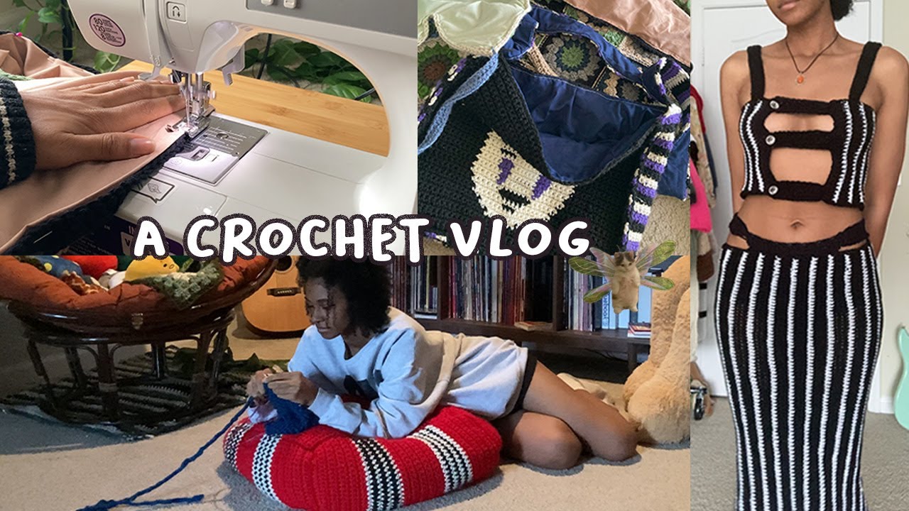 a crochet vlog 🧶  | sewing lining in crochet bags & working on personal projects