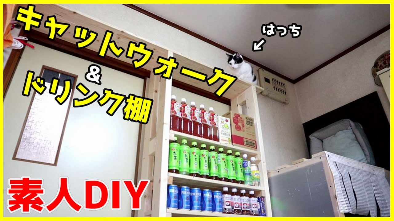 キャットウォーク & ドリンク棚を猫のために素人DIYで作ってみた