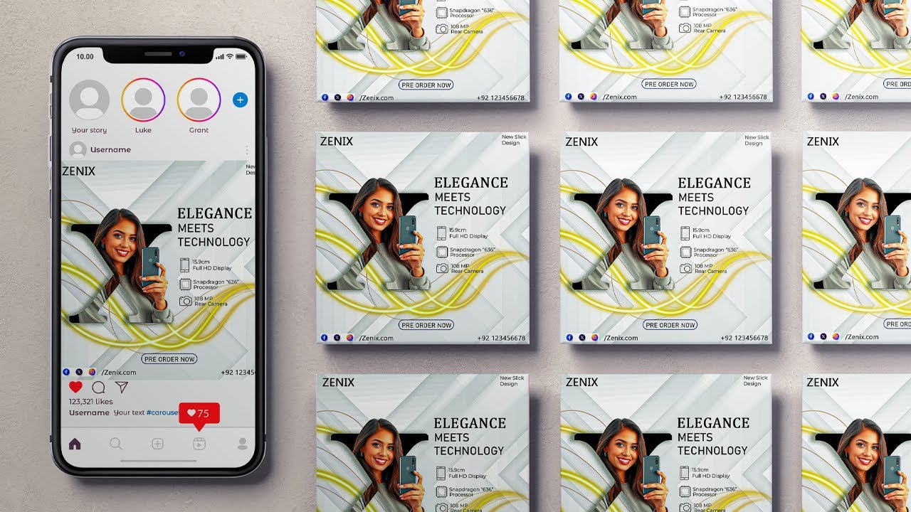 Social Media Post Design For Smart phone Brand In Photoshop #tutorial #photoshop #socialmediapost