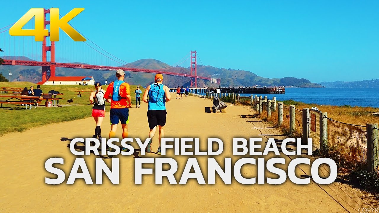 Walking San Francisco City, Crissy Field Beach, Sunday Morning Walk, California, USA, Travel, 4K UHD