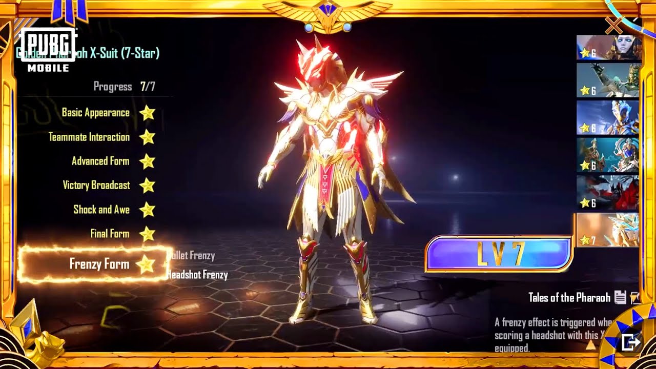 Golden Pharaoh X-Suit Frenzy Form (7-Star) In PUBG Mobile