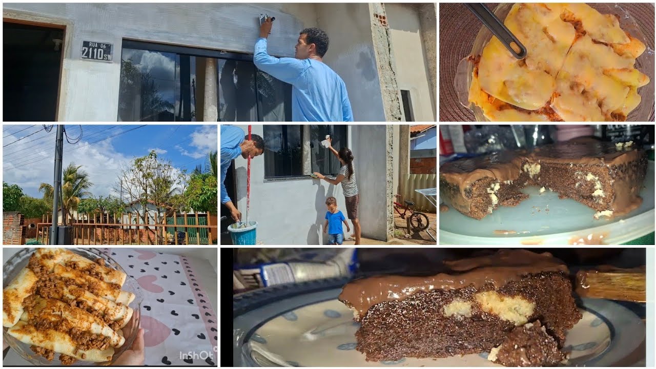 Pintamos a frente da casa+bolo diferente que ja sai recheado+receita panqueca pro almoço 