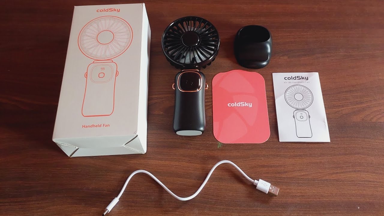COLDSKY HANDHELD FAN- BLACK, 4000 MAH BATTERY FULL UNBOXING AND REVIEW