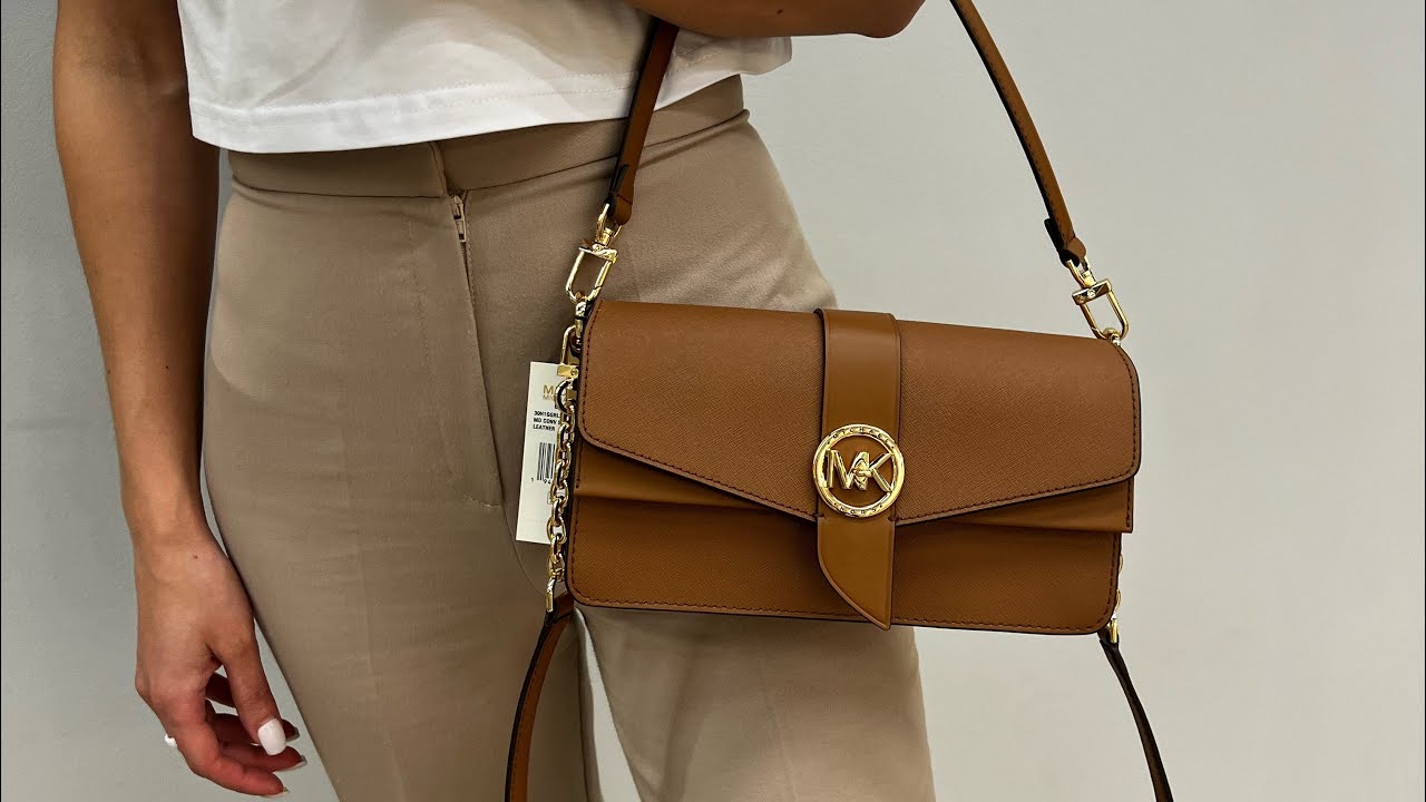 Распаковка сумки MICHAEL KORS Greenwich Medium Saffiano Leather Shoulder Bag (luggage)