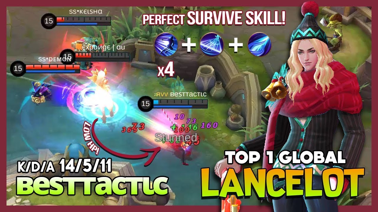 The Next Level Survive Skill of Lancelot! вeѕттacтιc Top 1 Global Lancelot ~ Mobile Legends
