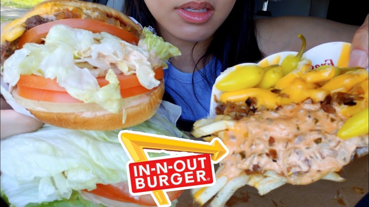 ASMR EATING IN & OUT CHEESE BURGER ANIMAL STYLE FRIES CAR MUKBANG REAL EATING SOUNDS 먹방 TWILIGHT