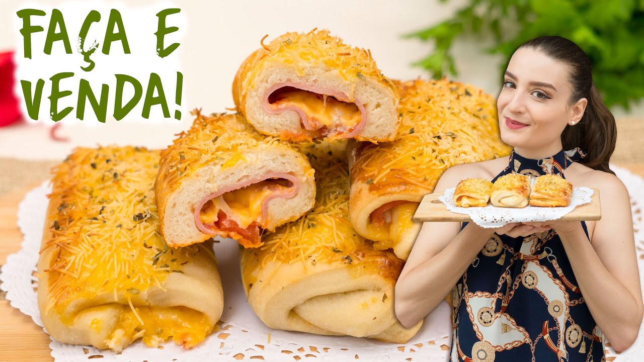 Salgado ASSADO fácil: JOELHO CROCANTE de Presunto e Queijo p/ VENDER: Enroladinho: Cozinha Bom Gosto