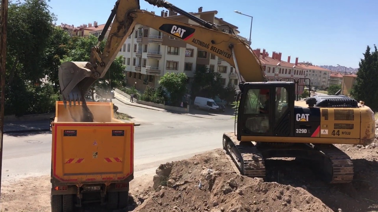 Cat 329 dl ekskavatör Mercedes arocs 3332 Hafriyat yükleme