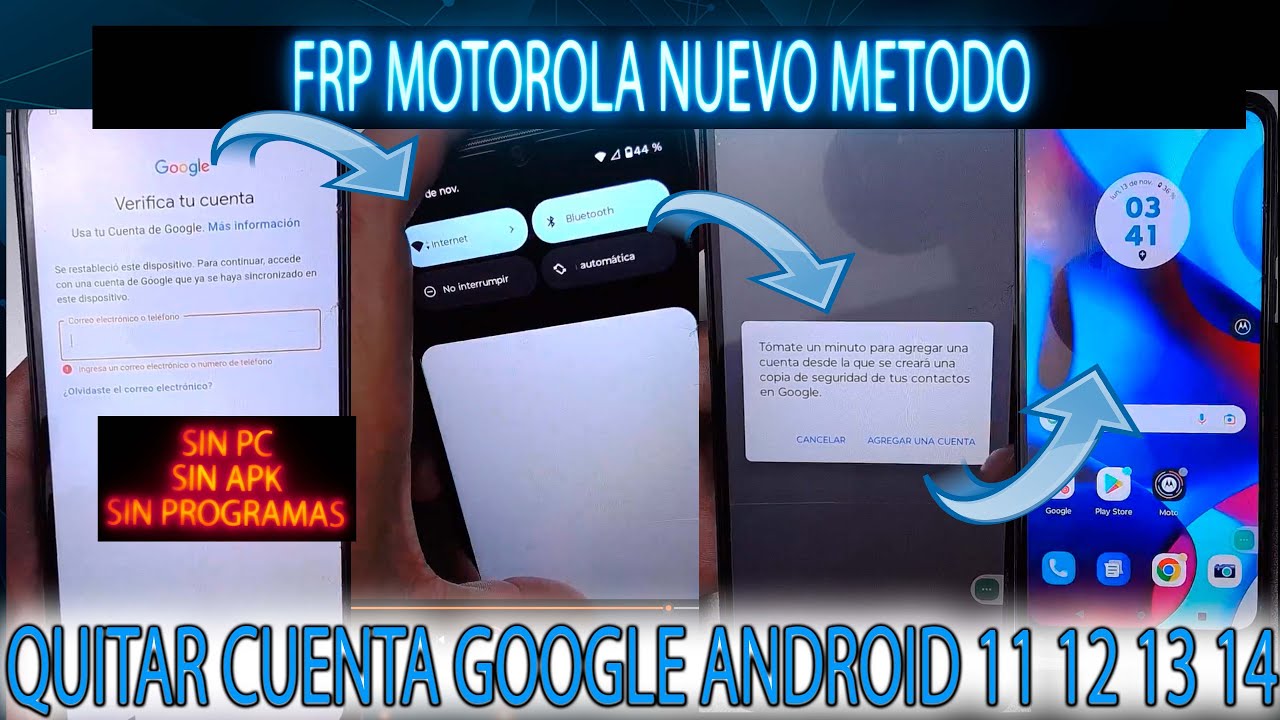 FRP TODOS LOS MOTOROLA NUEVO METODO QUITAR CUENTA GOOGLE NUEVAS SEGURIDADES SIN PC ANDROID 11 12 13