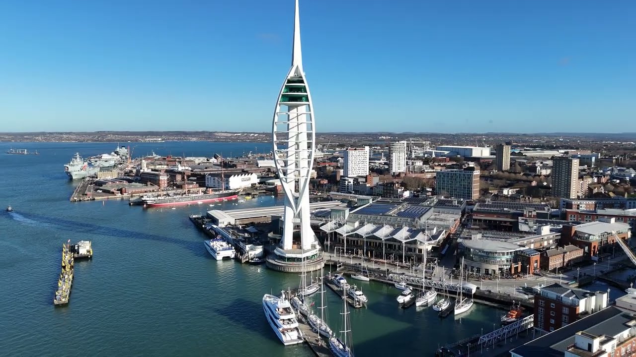 UK Coast and Spinnaker Tower 4k Drone Footage | Travel UK