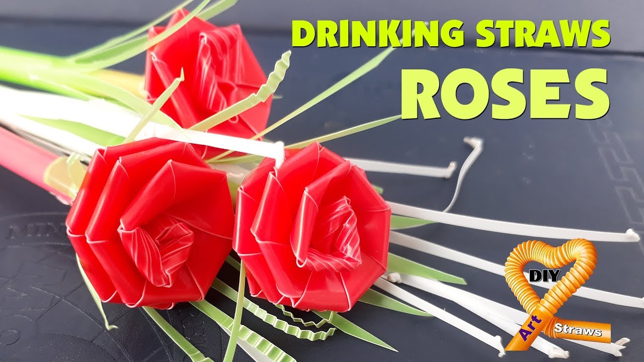 🌻Cute drinking straw rose flower tutorial - How to Make roses with straws