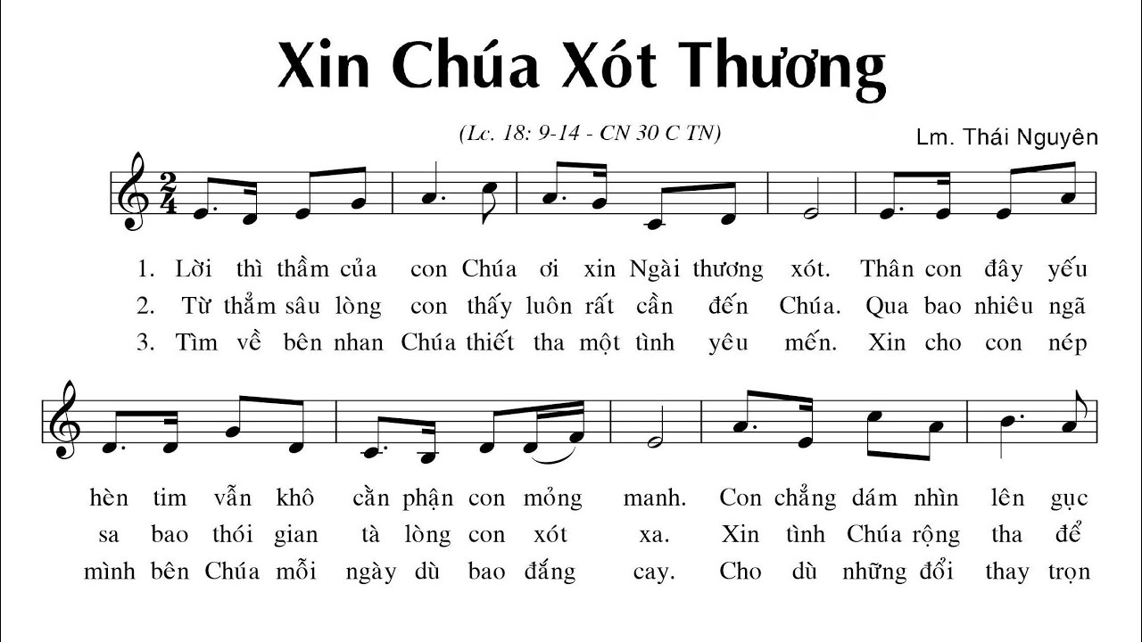 Xin Chúa Xót Thương (Sáng Tác: Lm. Thái Nguyên) - Ca len di | Lyrics