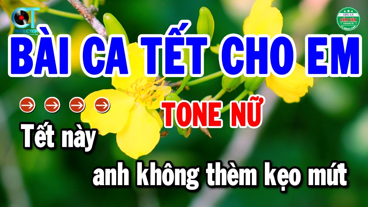 Karaoke Bài Ca Tết Cho Em Tone Nữ Nhạc Xuân Dễ Hát 2026 | Cẩm Tiên Organ