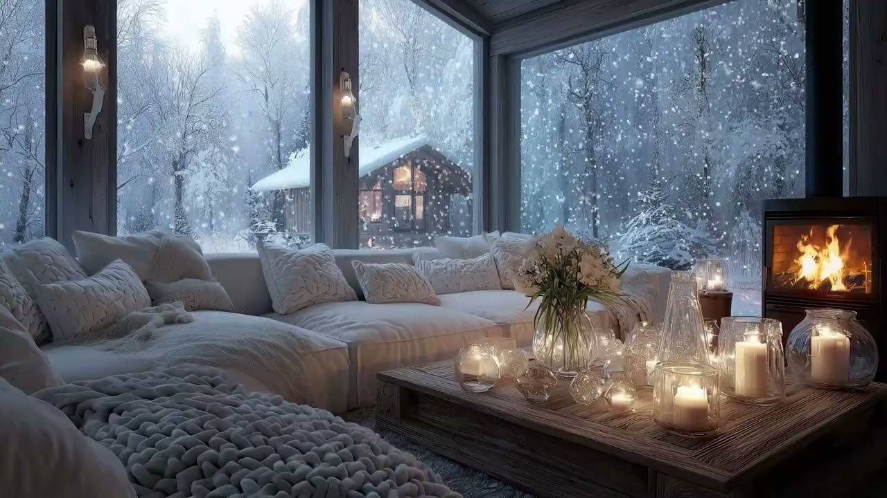 Cozy Crackling Fireplace | Peaceful Piano Music for Sleep & Relax