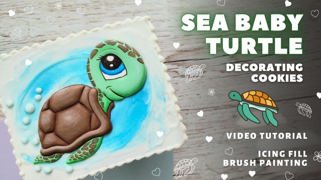 Sea turtle. Decorating cookies. Video tutorial