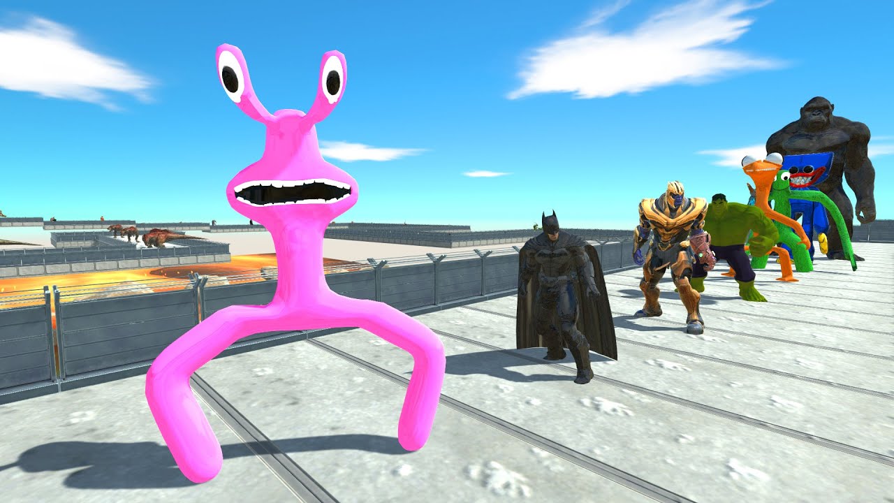 Rainbow Friend Pink Lava Death Run - Animal Revolt Battle Simulator